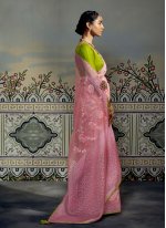 Pink Brasso Fancy Work Trendy Saree