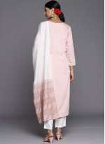 Pink Chanderi Embroidered Straight Salwar Suit