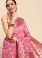 Pink Cotton  Weaving Contemporary Sari