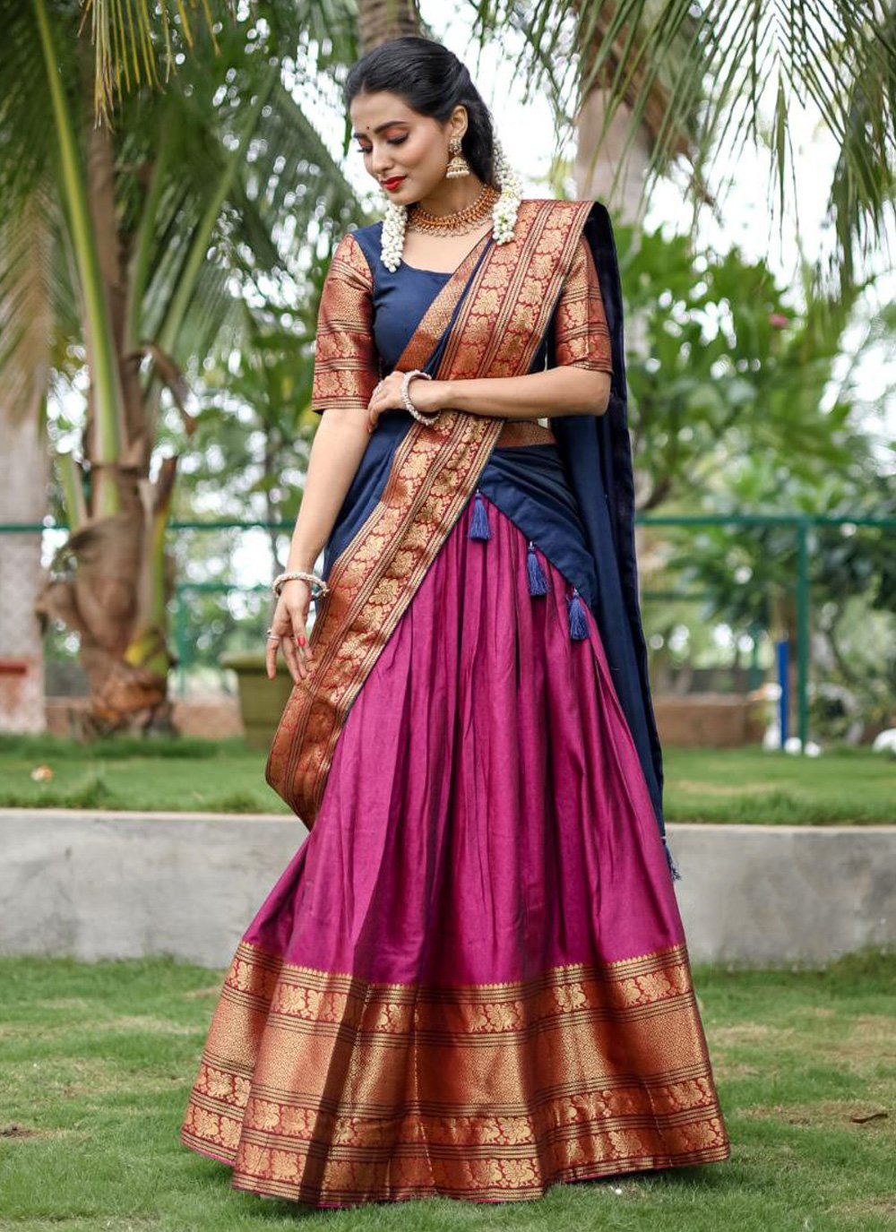 Olive Green Readymade Indian Cotton Silk Lehenga Choli Set for Women W –  Elina Fashion