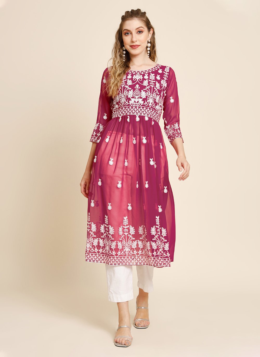 Buy Anni Designer Women's Grey Cotton Blend Chikankari Embroidery Work  Straight Kurti Online at Best Prices in India - JioMart.