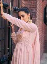 Pink Georgette Embroidered Palazzo Salwar Suit