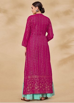 Pink Georgette Sequins Designer Salwar suit