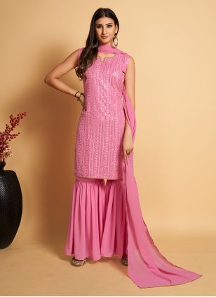 Pink Georgette Sequins Salwar suit