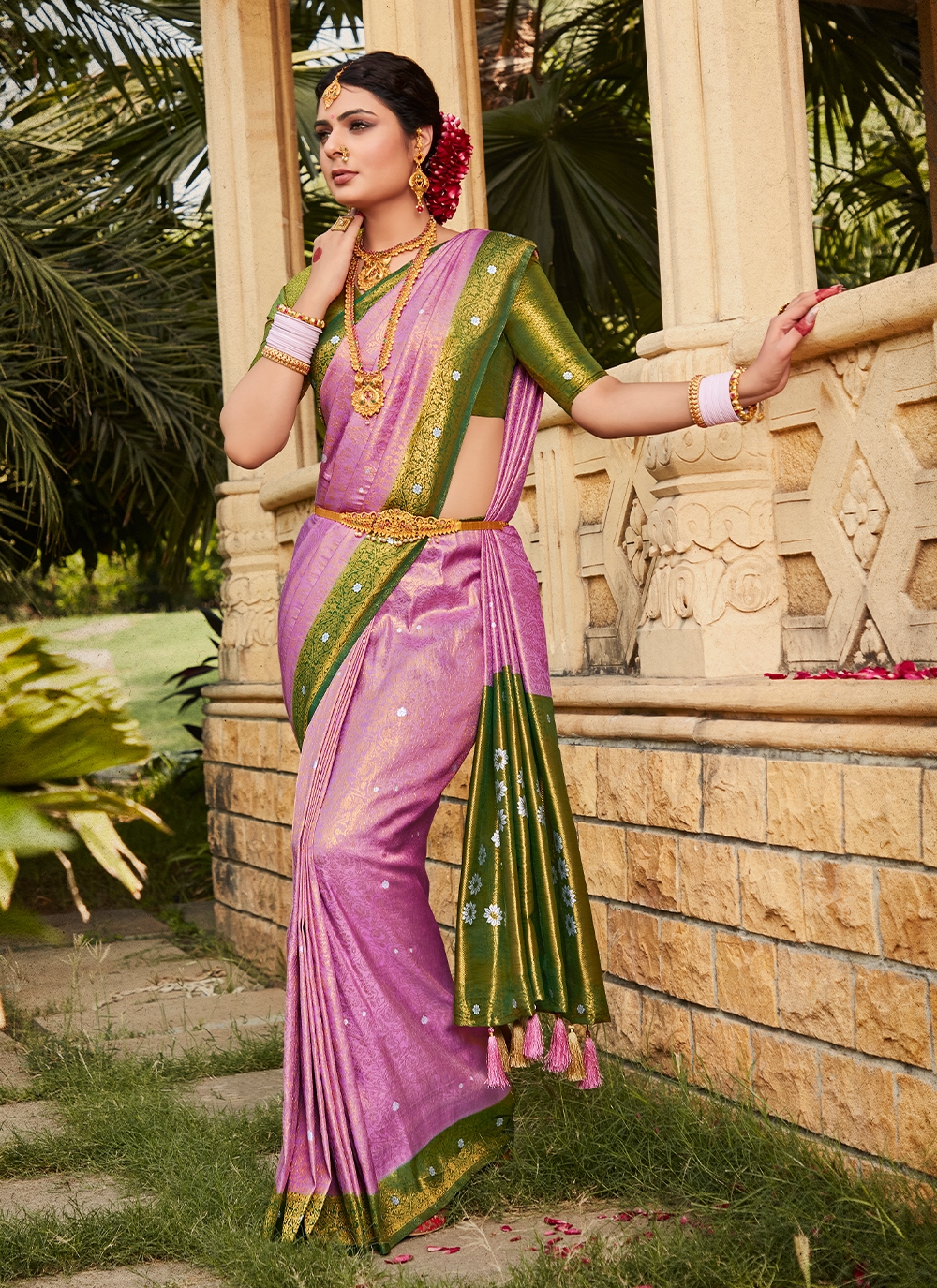 Appealing Dark Pink Kanjivaram Silk Saree With Ideal Blouse