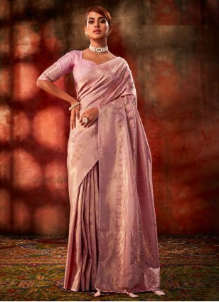 Blush Pink Satin Saree  Satin Sarees by Le Pleat