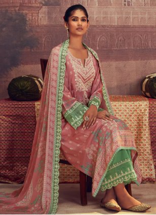 Pink Muslin Digital Print Trendy Salwar Suits