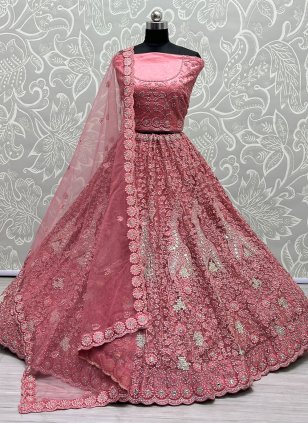 Pink Net Diamond Work Designer Trendy Chaniya Choli for Wedding