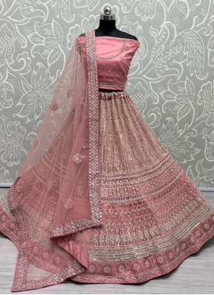 Pink Net Dori A - Line Designer Lehenga Choli