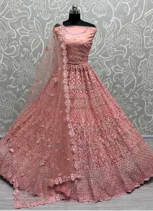 Pink Net Dori Trendy Lehenga Choli for Wedding