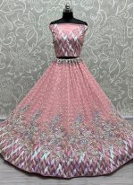 Pink Net Embroidered Trendy Ghagra Choli