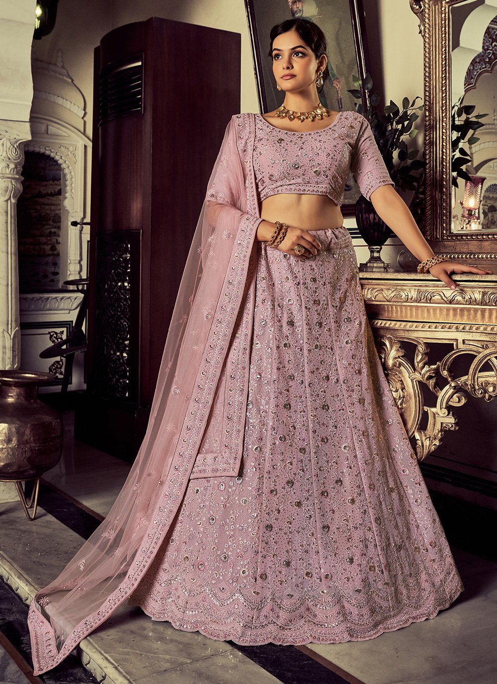 Classy Designer Wedding long Trail lehenga with croptop and Embroidery  Bespoke made to order -