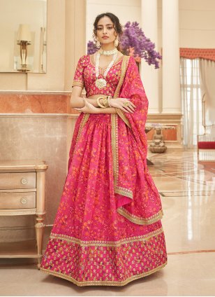 Pink Organza Dori Embroidery Trendy Lehenga Choli for Wedding