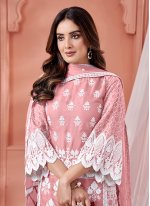 Pink Organza Embroidered Salwar suit