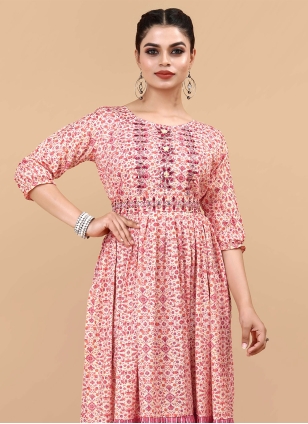 Pink Rayon Digital Print Designer Kurti