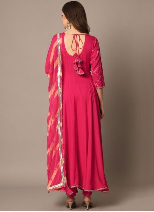 Pink Rayon Plain Salwar suit