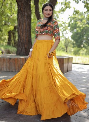 Designer Dupion Silk Turquoise Ready To Wear Lehenga Skirt with Banara –  Ethnic's By Anvi Creations