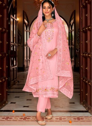Pink Salwar suit in Georgette with Embroidered work