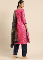 Pink Silk Blend Jacquard Straight Salwar Suit