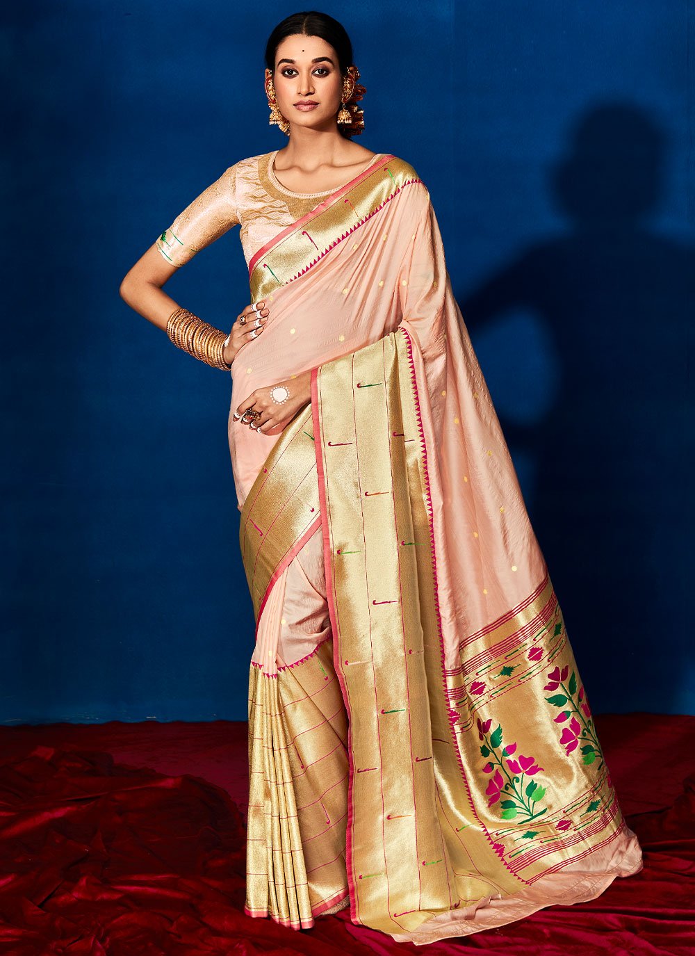 Pink Silk Border Trendy Sari
