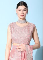 Pink Silk Embroidered Designer Sari