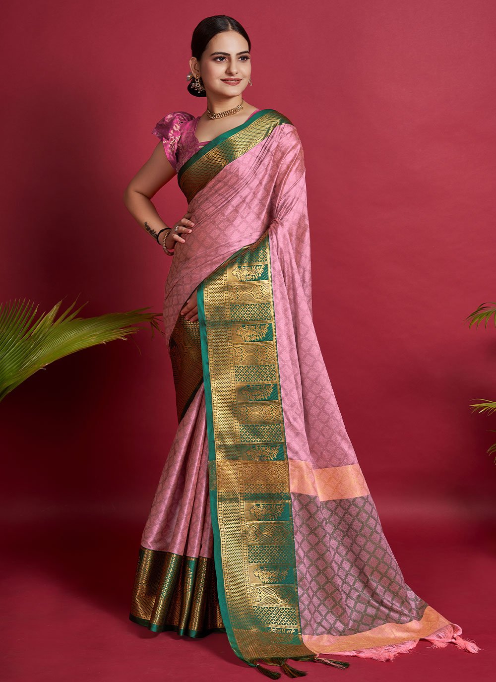 Venkatagiri-Silk Pink Saree