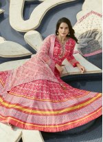 Pink Silk Patola Print Trendy Designer Gown for Party