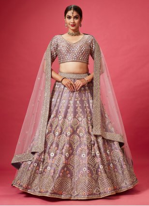Pink Silk Sequins Embroidered Designer Bridal Lehenga Choli