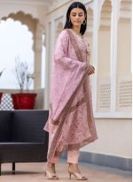Pink Silk Sequins Readymade Salwar Suits