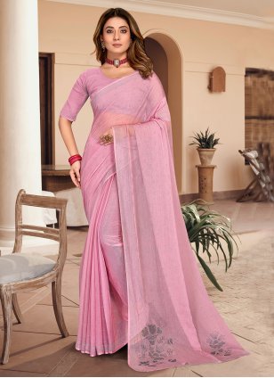Pink Silk Stone Classic Sari
