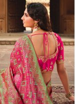 Pink Silk Weaving Contemporary Sari