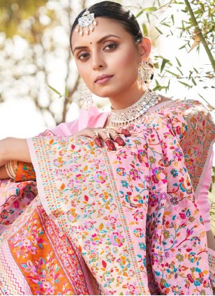 Pink Silk Floral Weaving Design Trendy Designer Saree