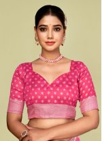 Pink Tussar Silk Printed Casual Sari