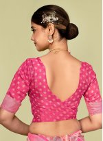 Pink Tussar Silk Printed Casual Sari