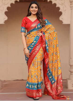 Pleasing Multi Colour Silk Traditional Saree