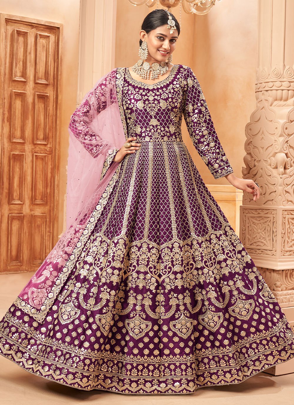 Buy Beautiful Wine Anarkali Gown Dupatta Indian Wedding Dress Anarkali Dress  for Women Kurti Gown Sequins Wedding Anarkali Suit, Kurti Suit,gown Online  in India - Etsy