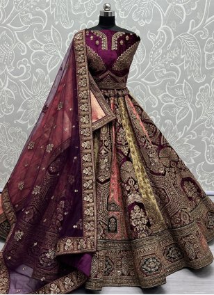 Pink Embroidered Banarasi silk Lehenga Choli - LC6161