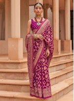 Purple Brasso Border Designer Sari