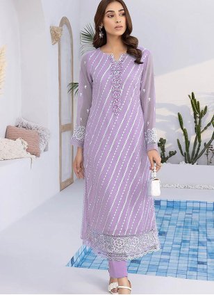 Purple Ceremonial Georgette Straight Salwar Suit