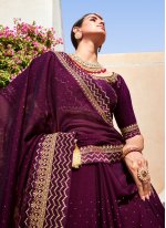Purple Chiffon Swarovski Trendy Sari