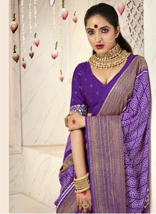 Purple Cotton  Dangler Trendy Saree