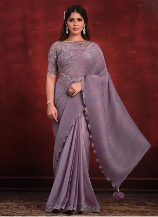 Purple Color Woven Soft Silk Banarasi Saree - Stitched Blouse ($7) | Purple  saree, Silk sarees, Art silk sarees