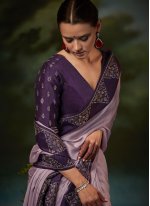 Purple Fancy Fabric Fancy Work Trendy Saree
