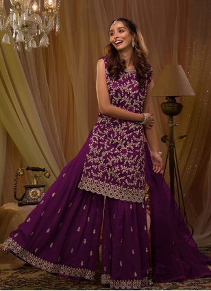 Capricious Embroidered Work Fancy Fabric Pant Style Suit
