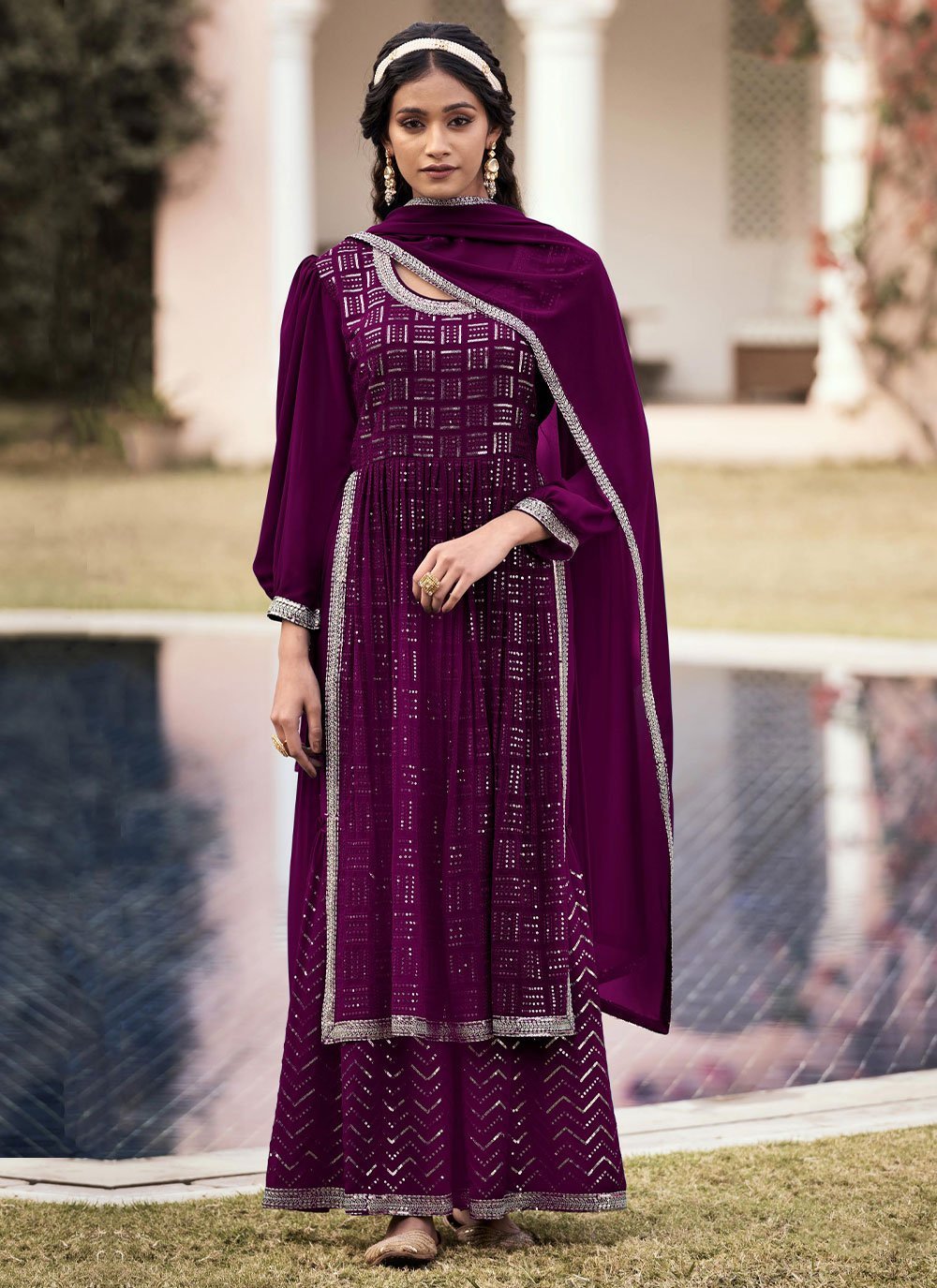 Buy Purple Designer Party Wear Faux Georgette Palazzo Salwar Suit | Palazzo Salwar  Suits