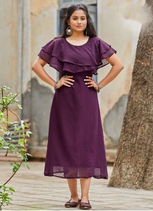 Kurti With Ruffles And Show Button In Black. | Abayakart.com