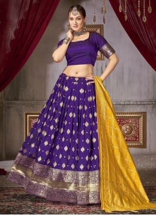 Purple Jacquard Weaving Lehenga Choli