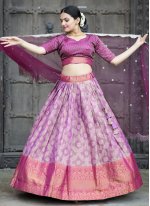 Purple Kanjivaram Silk Weaving Trendy Lehenga Choli