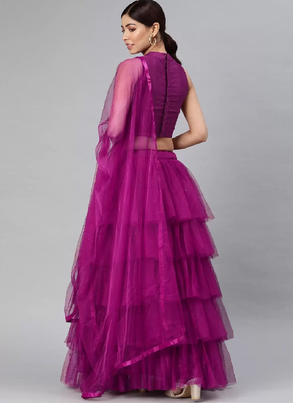 Beautiful Organza Silk Lehenga with ruffles and embroidered blouse. |  Trendy dresses, Party wear dresses, Party wear indian dresses