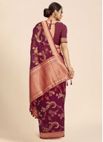 Purple Organza Weaving Designer Sari
